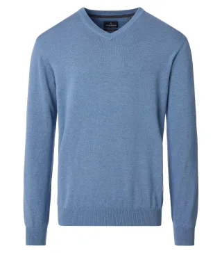 CASAMODA - Pullover mit V-Ausschnitt uni 004430 blau - Gr. - M