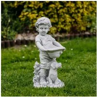 gartendekoparadies.de Gartenfigur Jungen Figur mit bepflanzbaren Hut, Steinfigur, H. 52 cm, 16 kg, Frostsicher