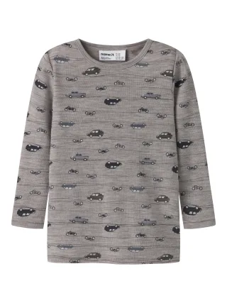 NAME IT - NMMWANG WOOL RIB LS TOP AOP NOOS - Gr. - 98