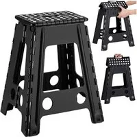 AKKEE Tritthocker Tritthocker Klapphocker faltbar Klappstuhl Tragbarer Hocker, 40cm Schwarz