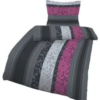 soma Bettwäsche Bettbezug 2 x 135x200 2 x 80x80 Barock gestreift Borde Beere bieber, Feinbiber, 4 teilig, Warme Biber Flanell 135x200 Weihnachtsbettwäsche Winter kuschelig sale