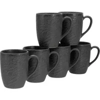 CreaTable Becher Schiefer Schwarz, 6-tlg., Steinzeug