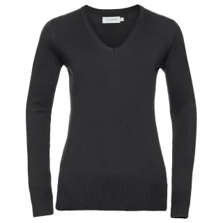 Russell Collection - Sweatshirt V-Ausschnitt für Damen (Schwarz)