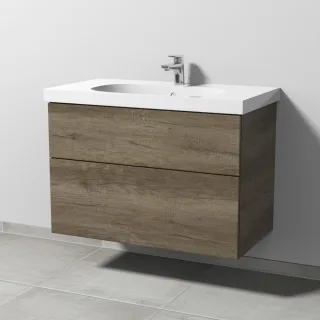 Sanipa 3way Waschtischunterbau zu Geberit Acanto Waschtisch mit 2 Auszügen, Eiche-Nebraska SM41837