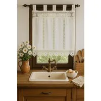 HOSSNER - ART OF HOME DECO Scheibengardine 40x60 cm (1 St), Schlaufen, blickdicht, Baumwolle, Vintage, Romantische Stickerei