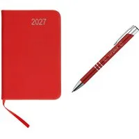 Stylex Schreibwaren Buchkalender Taschenkalender 2027 / ca DIN A7 / mit PU Einband / Farbe: rot + Glück