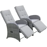 Garden Pleasure Loungesessel SALERNO (Set, 2-St), Polyrattan, verstellbar, inkl. Auflagen, grau
