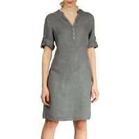 Caspar Sommerkleid SKL037 knielanges Damen Leinenkleid mit Reißverschluss Ausschnitt Luftig leicht, figurumspielende Form, mit seitlichem Jersey-Einsatz