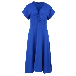 Königsblaues Midikleid mit Knotenverzierung