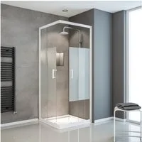 Schulte Eckdusche Sunny 190 cm Höhe, BxT: 90x90 cm, Sicherheitsglas, Eckeinstieg Schiebetüren Alpin Weiß