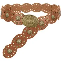 Agger Ledergürtel Damen-Western-Gürtel, breiter Dischgürtel mit Türkis Boho-Concho-Ledergürtel für Kleider, Cowgirl- und Country-Stil