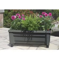 KHW Pflanzkübel, Pflanzkasten auf Rollen mit Bewässerungssystem, BxTxH: 79x35x33 cm