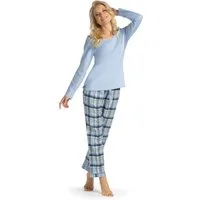 Consult-Tex Pyjama Damen Langarm Pyjama Schlafanzug DW135 (Spar Set, 1 Stück) Flanell gebürstete Hose