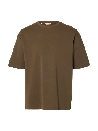 SELECTED MEN - SLMLOOSEOSCAR SS O-NECK TEE NOOS Chocolate Chip - Gr. - S