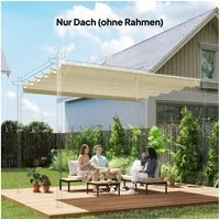 Outsunny Pavillon-Ersatzdach mit Regenabflusslöchern, 180 g/m², 255 x 255 cm (einziehbar Welle Überdachung, Schattenabdeckung), für Garten, Terrasse, 250 x 255 cm Cremeweiß