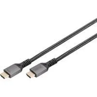 HDMI Ultra High Speed Anschlusskabel, mit Ethernet, UHD 8K schwarz/grau, 1 Meter, gesleevt