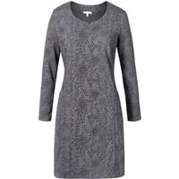 Himalaya Clothing Jerseykleid Feines Kleid Damen langarm mit Jacquard-Muster aus Bio-Baumwolle Midikleid mit leicht taillierte Passform