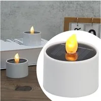 Casativo LED-Teelichter Solar-LED Teelichter IP44 bis 8 St. mit Dämmerungssensor Kabellos, LED fest integriert, warmweiß, Flammen-Effekt als Nachtlicht, ca. 8 Std. Leuchtdauer, Tagesaufladung