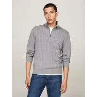 Tommy Hilfiger Strickpullover CLASSIC COTTON CABLE ZIP MOCK mit modischem Zopfmuster