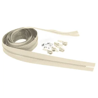 buttinette Endlosreißverschluss im Set, Krampe: 5,8 mm, 2 m, beige