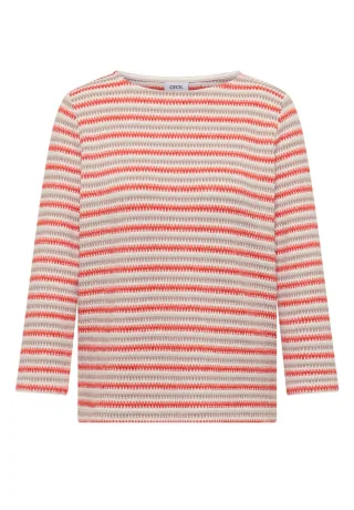 Cecil - Gestreiftes Strukturshirt orange - Gr. - L