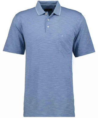 RAGMAN - Softknit-Polo gestreift, Flammdesign blau - Gr. - XL