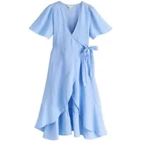 Next Midikleid Midikleid in Wickeloptik aus 100 % Leinen (1-tlg)