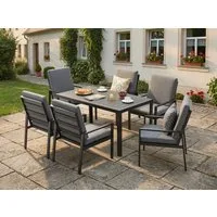 MeXo Gartenlounge-Set Gartenmöbel Set mit Esstisch, (Gartenessgruppe Set 6 Personen, Aluminium, wetterfest, hoher Sitzkomfort), mit pflegeleichte Polywood-Tischplatte, bis 140 kg belastbar