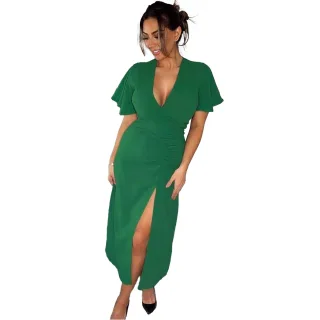 AX Paris - Midikleid für Damen, Geschlitzter Saum (Grün)