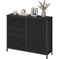 SONGMICS Kommode mit Stoffschubladen, für Schlafzimmer, Wohnzimmer, Flur, Aufbewahrungsschrank mit 5 Schubladen, 98,7 x 30 x 74,7 cm