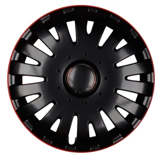 4x PREMIUM Radkappen Modell: Malachit Schwarz-Ring Rot