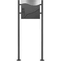 ML-DESIGN Standbriefkasten Briefkasten Postkasten mit Zeitungsfach, inkl. Standfuß, Briefkastenanlage mit Ständer Anthrazit 120cm Mailbox mit Pfosten