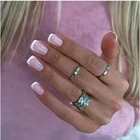 LuxusKollektion Kunstfingernägel Kunstnägel Square Kurz Fullcover French Nagelkleber Acryl II02