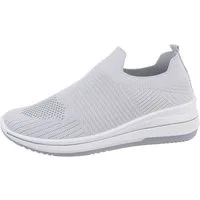 Ital-Design Damen Low-Top Freizeit Sneaker (85960391) Keilabsatz/Wedge Sneakers Low in Grau