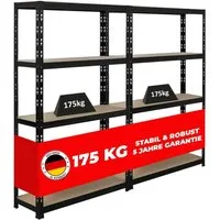 PROREGAL® Schwerlastregal MegaDeal 2 Stück APOLLO 150x90x30cm Fachlast 175kg Schwarz, 2-tlg.