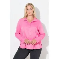 Ulla Popken Hemdbluse Hemdbluse Hemdkragen Langarm Satin