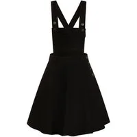 Hell Bunny A-Linien-Kleid Dakota Pinafore Dress Schwarz Retro Vintage Latzkleid Denimkleid