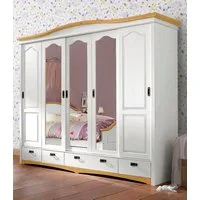 OTTO home Schiebetürenschrank Konrad, Landhausstil, rustikal, mit Schubladen + Spiegel, Kassetten (B/H/T ca. 249 cm x 207 cm x 64 cm) massive Kiefer, FSC®-zertifiziert, Messinggriffe
