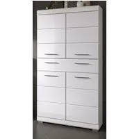 Inn.Furn Midischrank Shawn (Badschrank in weiß Hochglanz, 4-türig, 74 x 141 cm) mit viel Stauraum