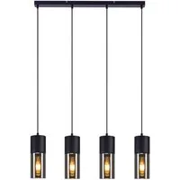 ZMH Pendelleuchte 3/4-flammig, Schwarz, E27, höhenverstellbar, ohne Leuchtmittel, Metall- und Glas-Lampenschirme