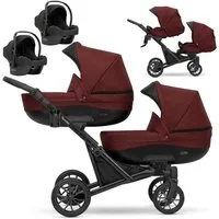 KUNERT Zwillings-Kombikinderwagen 3 in1 Zwillingskinderwagen BOOSTER mit schwarzem Rahmen, Zertifiziert von TUV NORD und ZETOM, entspricht EN 1888-1:2018
