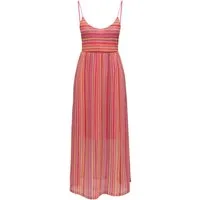 ONLY Spaghettikleid ONLSANDY LONG DRESS JRS Materialmix, regular fit, V-Ausschnitt