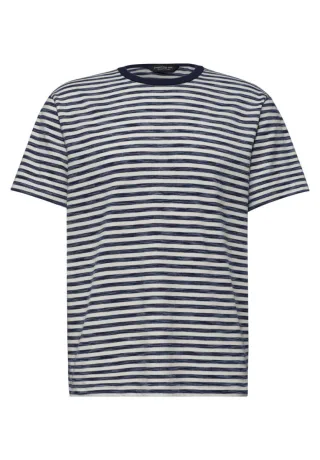 Street One - T-Shirt mit Rundhals und Piquéstruktur blau/weiß - Gr. - L