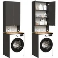 Platan Room Waschmaschinenumbauschrank Badschrank LORA Waschmaschinenschrank Badezimmer Hochschrank 210 x 65 x 50 cm