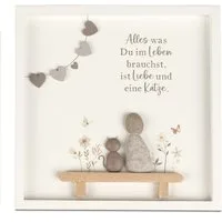 formano Holzbild Wandbild Spruch Alles was DU im Leben brauchst, ist Liebe und Katze
