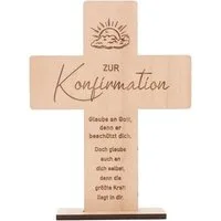 Spruchreif® Dekoobjekt Holzkreuz mit Gravur – Geschenk zur Konfirmation, Kommunion & Taufe