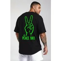 Banco T-Shirt Herren Rundhals Peace Bro Print aus 100% Baumwolle Rundhalsausschnitt mit Nackenband – formstabil & bequem