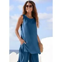 LASCANA Longtop aus schimmernder Ware mit Plisseefalten