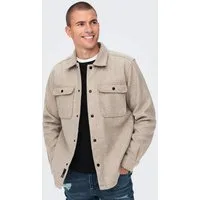 ONLY & SONS Langarmhemd ONSASH OVR WOOLEN LOOK PKT LS SHIRT NOOS Kunstfaser, regular fit