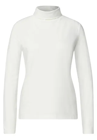 Street One - Langarm Shirt in Unifarbe mit Rollkragen off white - Gr. - 36